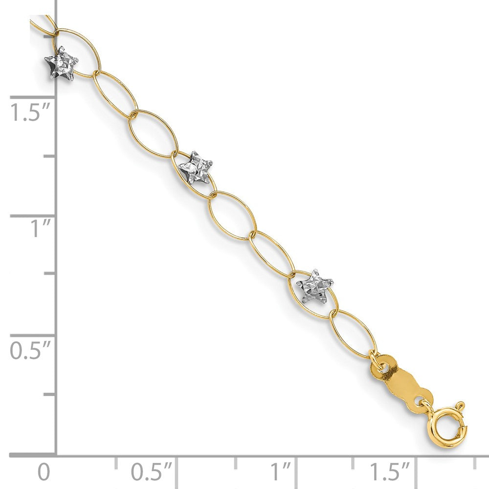 14k Two-tone Puff Stars Bracelet