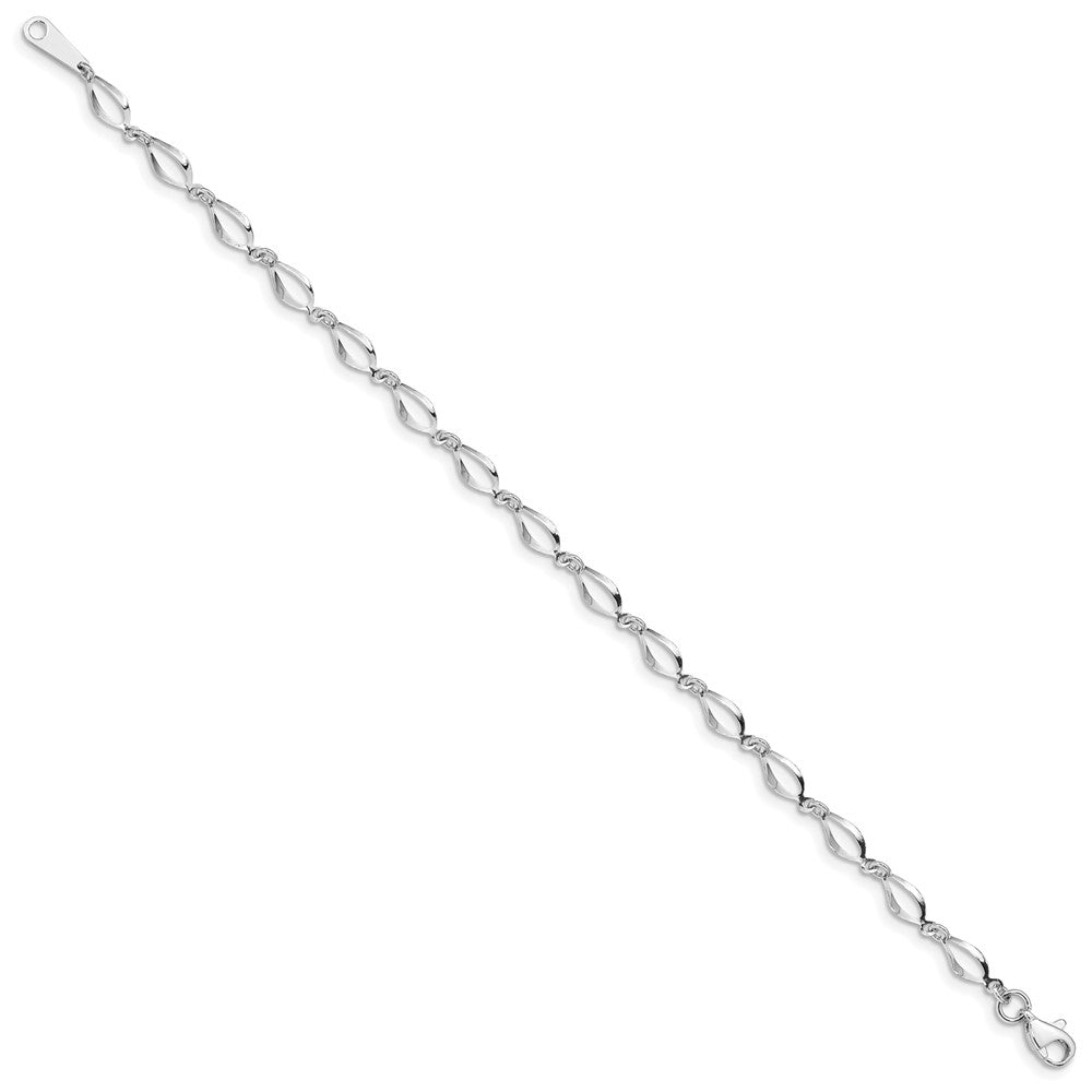 14k White Gold Polished Fancy Link Bracelet