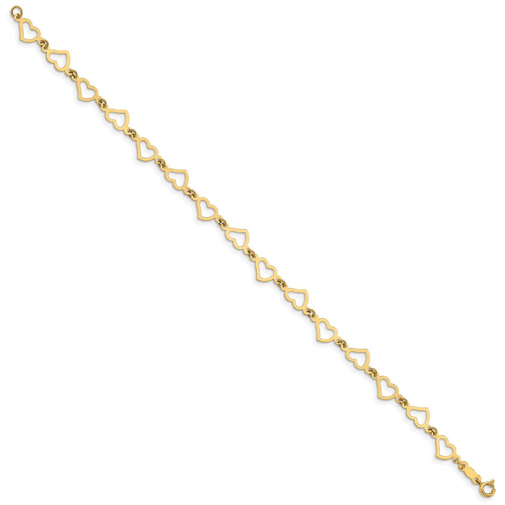 14K Flat Open Hearts Bracelet