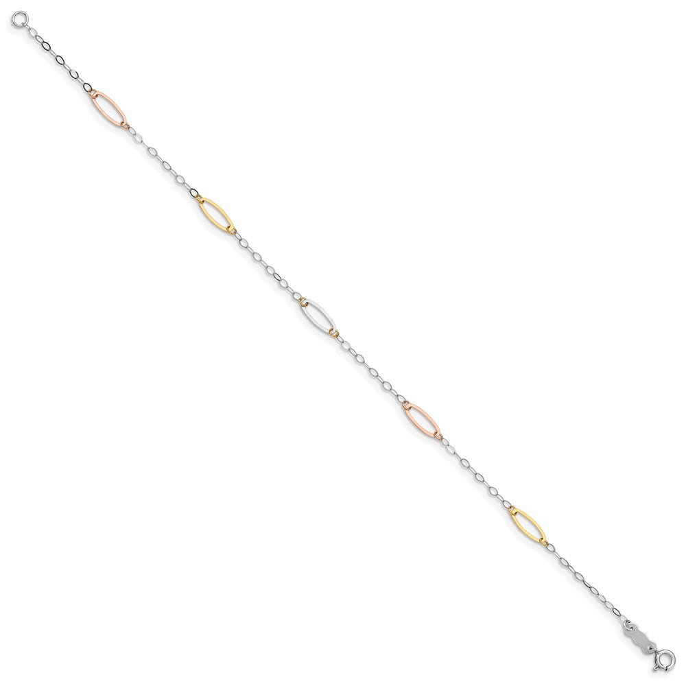 14K Tri-color Oval Link Bracelet