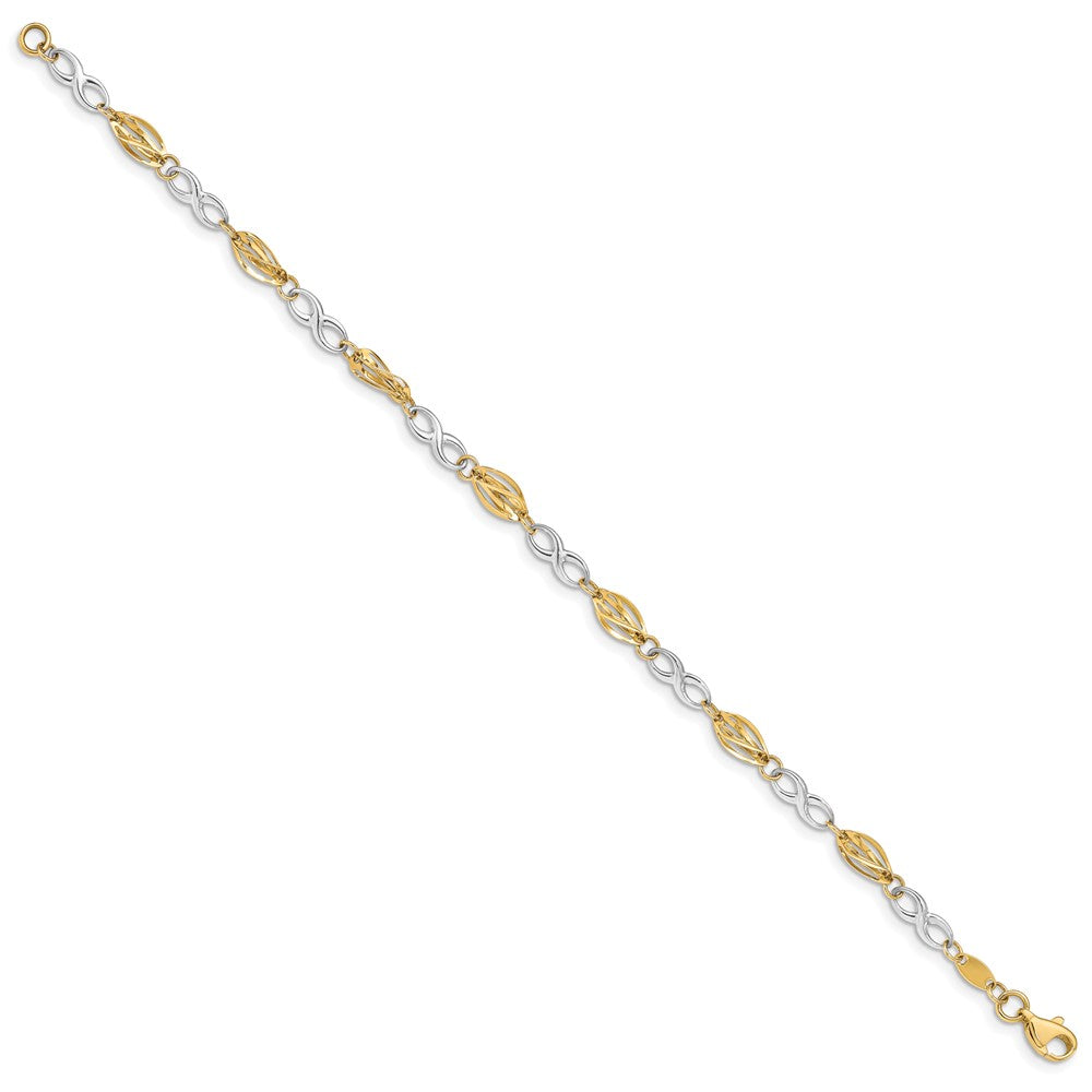 14K Two-Tone Polished Infinity Symbol 7.5in Bracelet