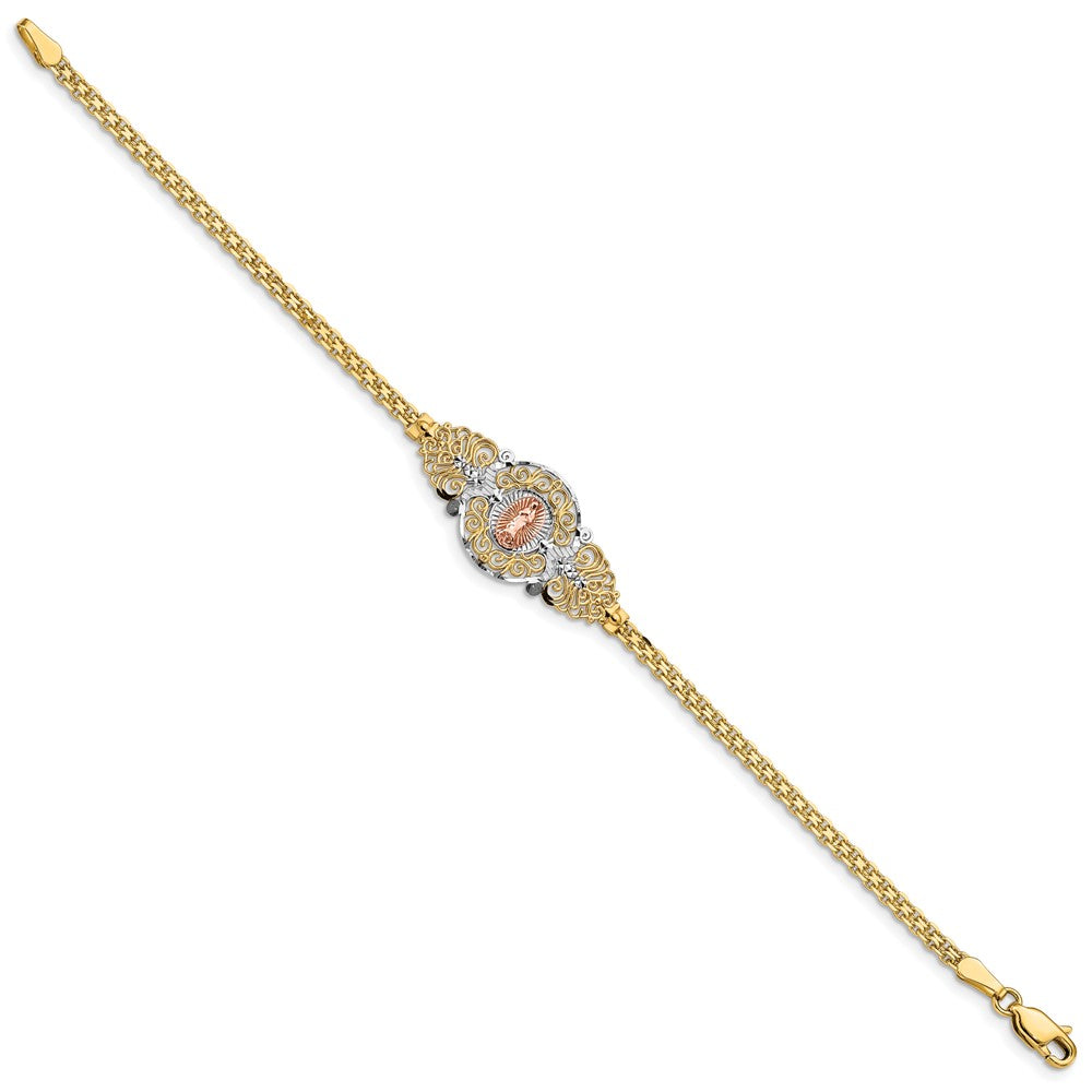 14k Two-Tone w/Rhodium Our Lady of Guadalupe Bracelet