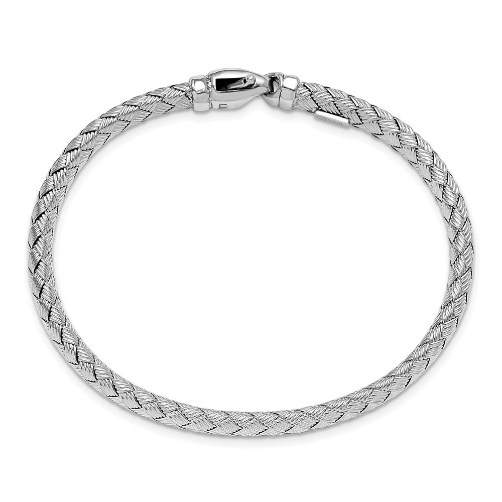 Sterling Rhodium-plated Weaved Silver Bangle