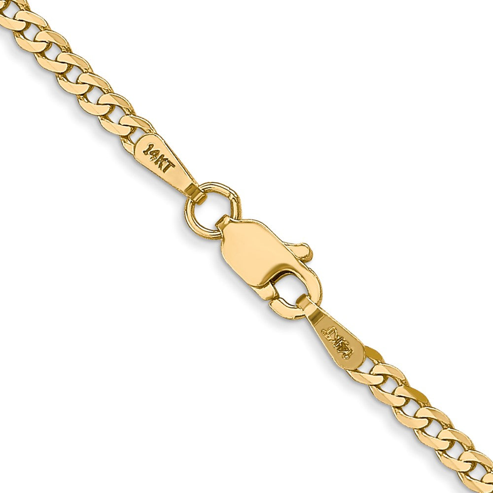 14K 20 inch 2.2mm Flat Beveled Curb with Lobster Clasp Chain