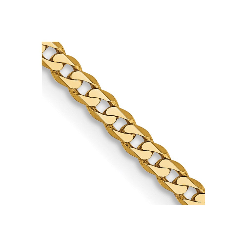 14K 24 inch 2.2mm Flat Beveled Curb with Lobster Clasp Chain