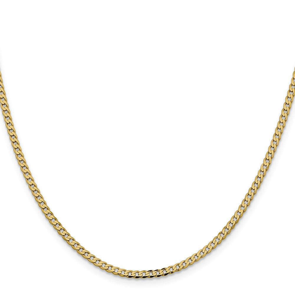 14K 22 inch 2.3mm Flat Beveled Curb with Lobster Clasp Chain