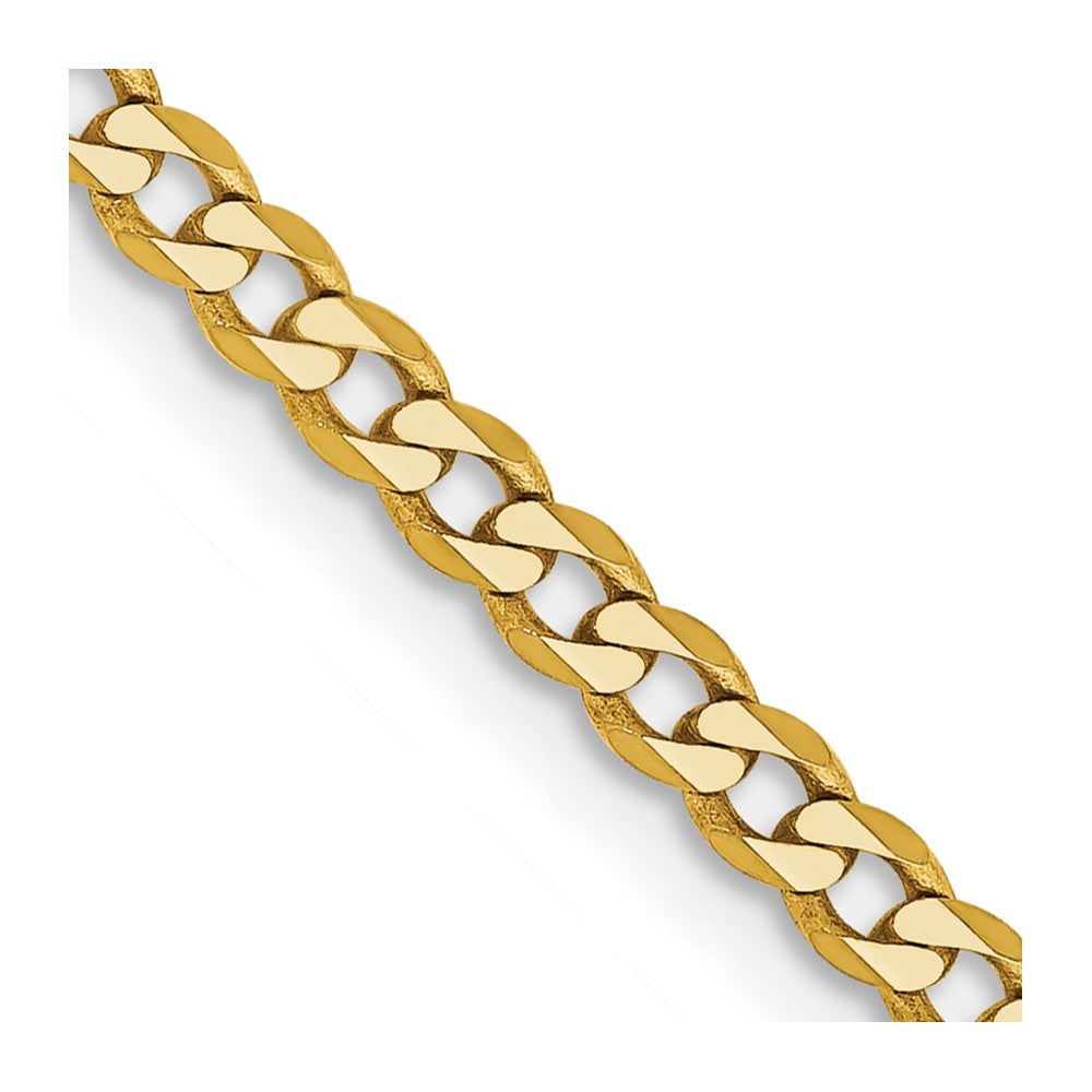 14K 22 inch 2.3mm Flat Beveled Curb with Lobster Clasp Chain