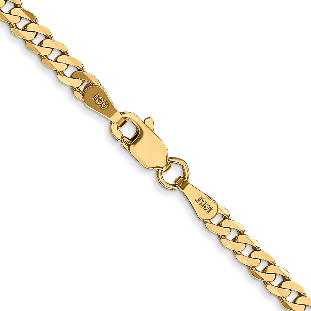 14K 22 inch 2.9mm Flat Beveled Curb with Lobster Clasp Chain