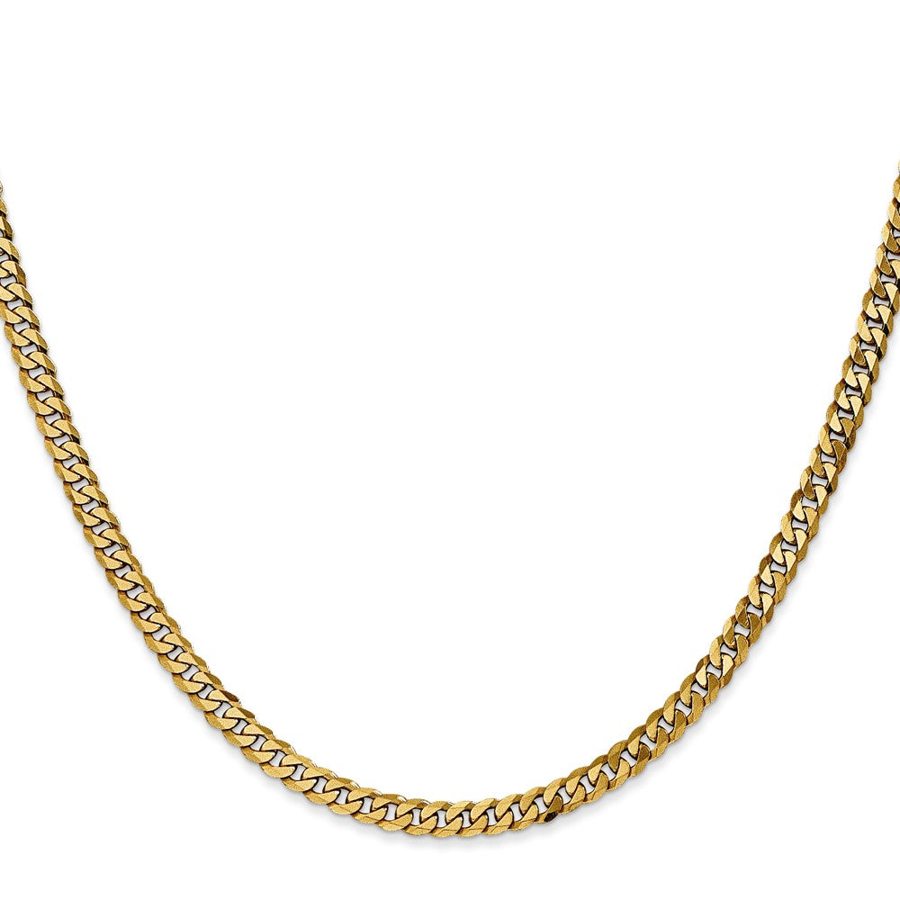 14K 24 inch 3.9mm Flat Beveled Curb with Lobster Clasp Chain