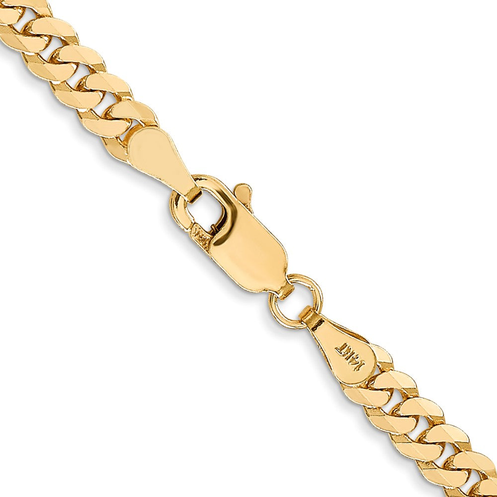 14K 24 inch 3.9mm Flat Beveled Curb with Lobster Clasp Chain