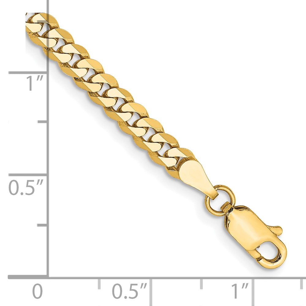 14K 9 inch 3.9mm Flat Beveled Curb with Lobster Clasp Chain