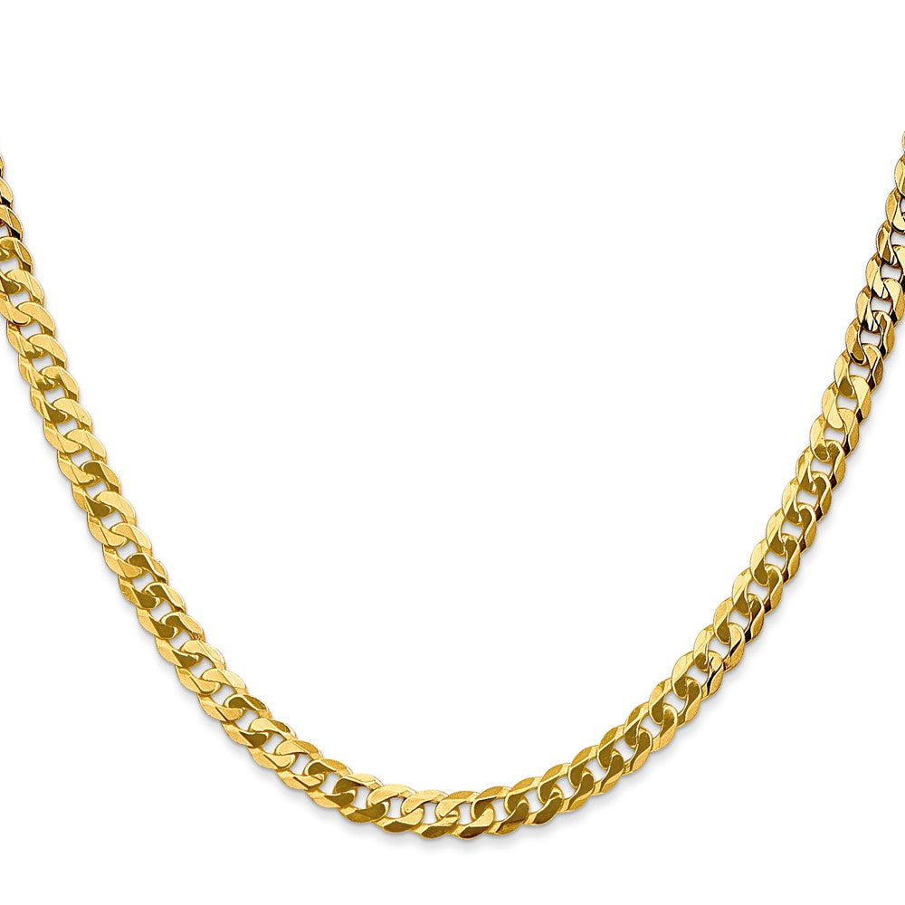 14K 24 inch 4.75mm Flat Beveled Curb with Lobster Clasp Chain