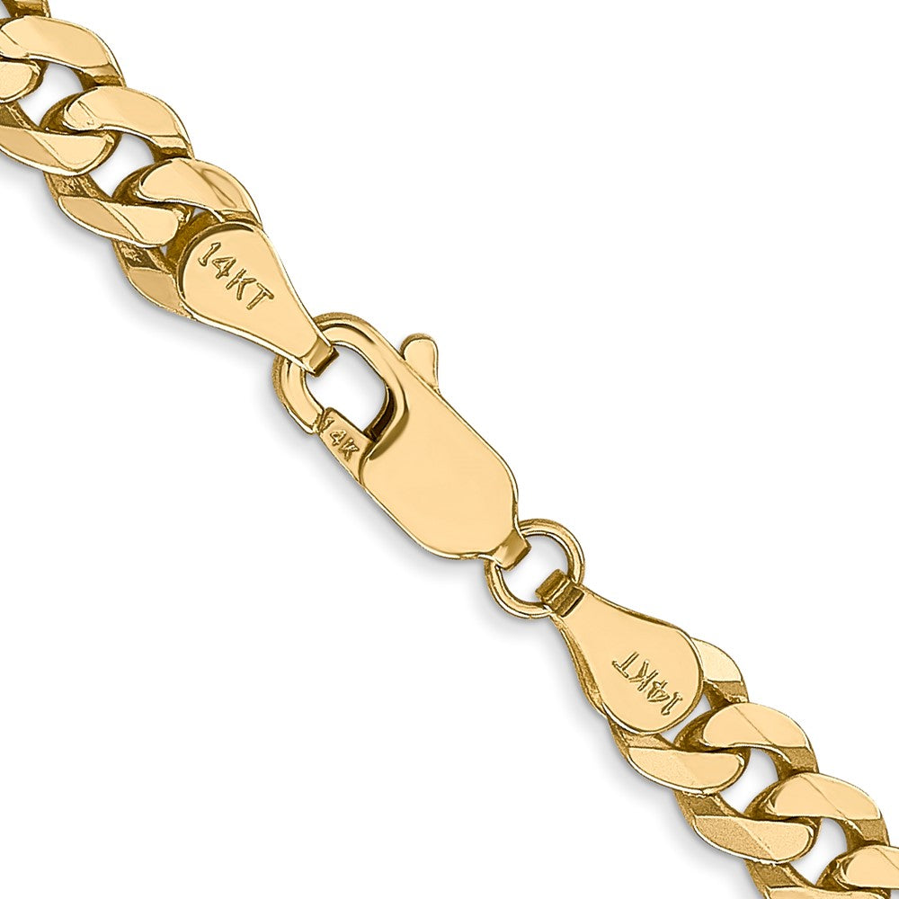 14K 24 inch 5.75mm Flat Beveled Curb with Lobster Clasp Chain