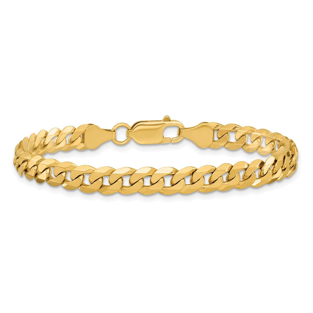 14K 9 inch 6.25mm Flat Beveled Curb with Lobster Clasp Chain