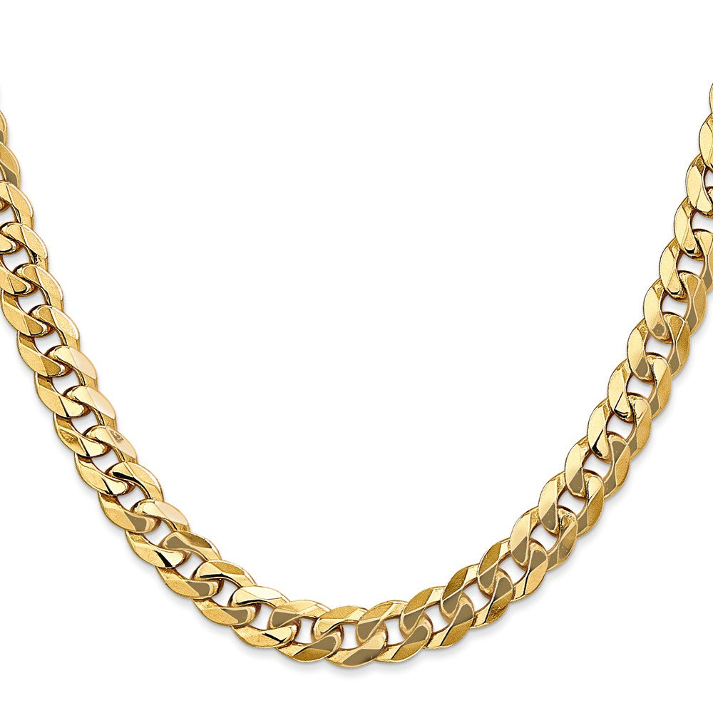 14K 26 inch 8mm Flat Beveled Curb with Lobster Clasp Chain