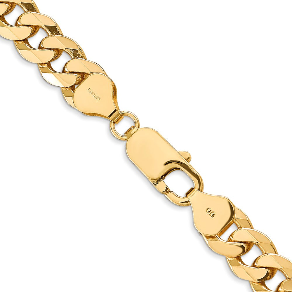 14K 22 inch 8mm Flat Beveled Curb with Lobster Clasp Chain