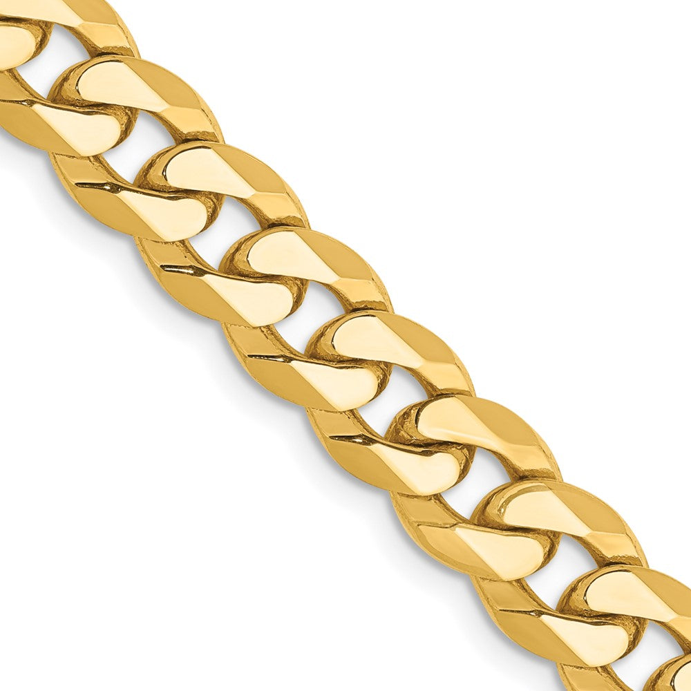 14K 22 inch 8mm Flat Beveled Curb with Lobster Clasp Chain