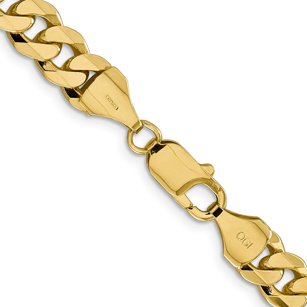 14K 24 inch 8.5mm Flat Beveled Curb with Lobster Clasp Chain