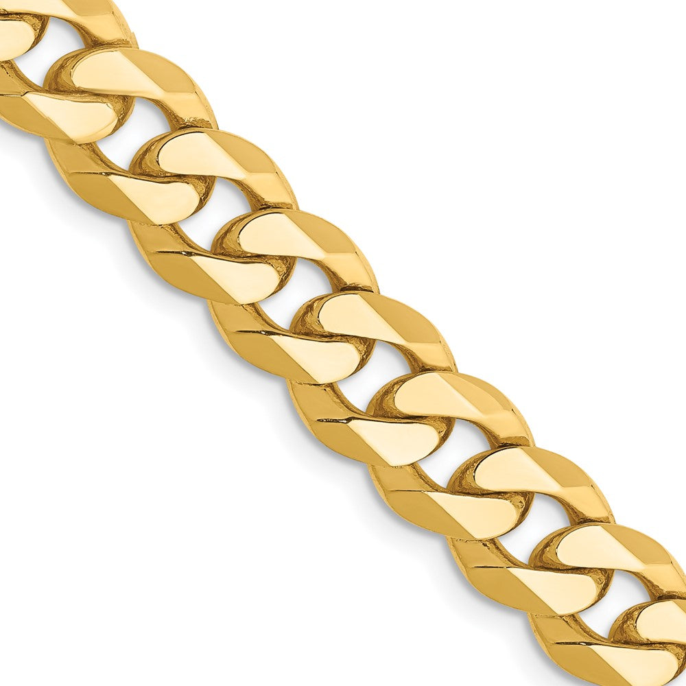 14K 22 inch 8.5mm Flat Beveled Curb with Lobster Clasp Chain