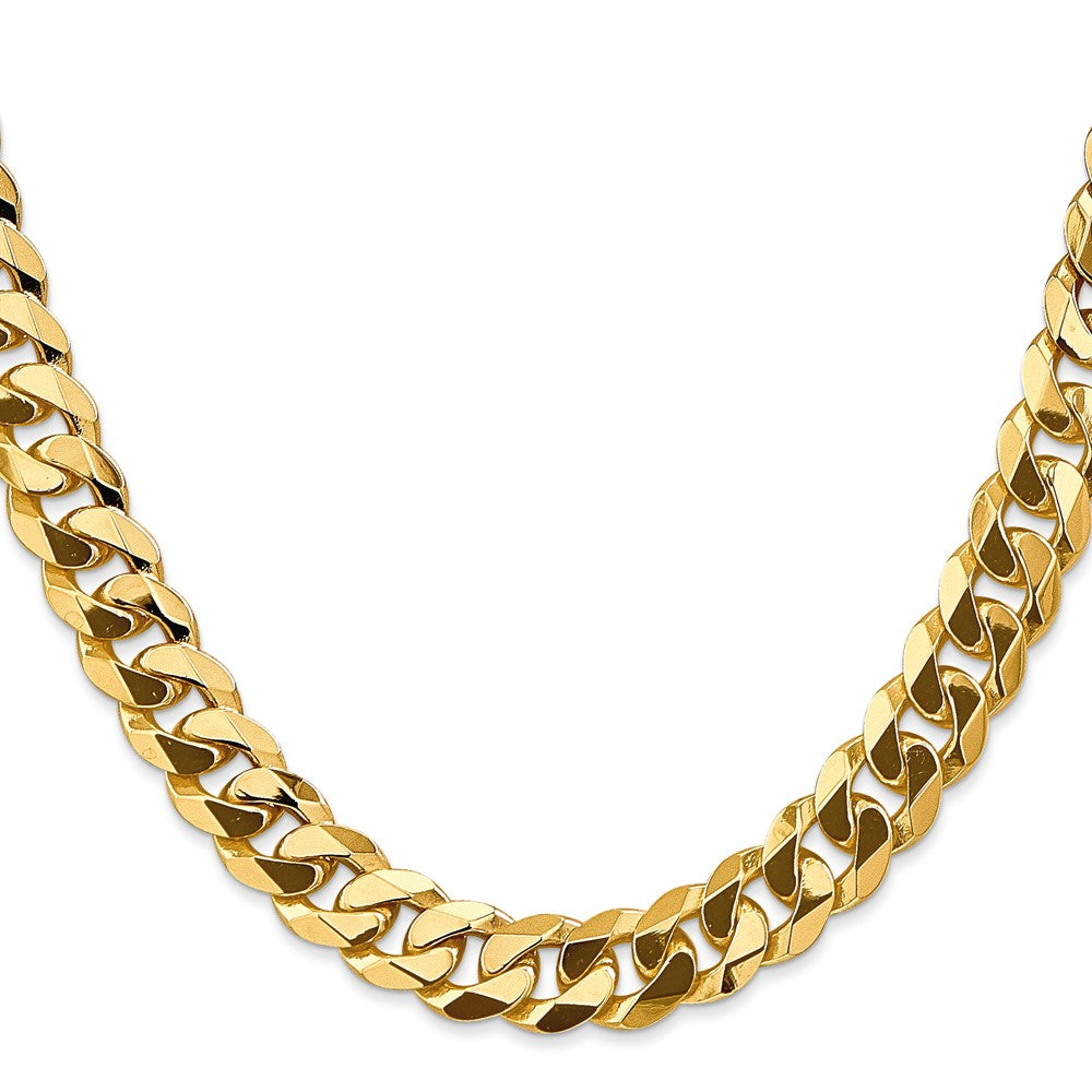 14K 26 inch 9.5mm Flat Beveled Curb with Lobster Clasp Chain