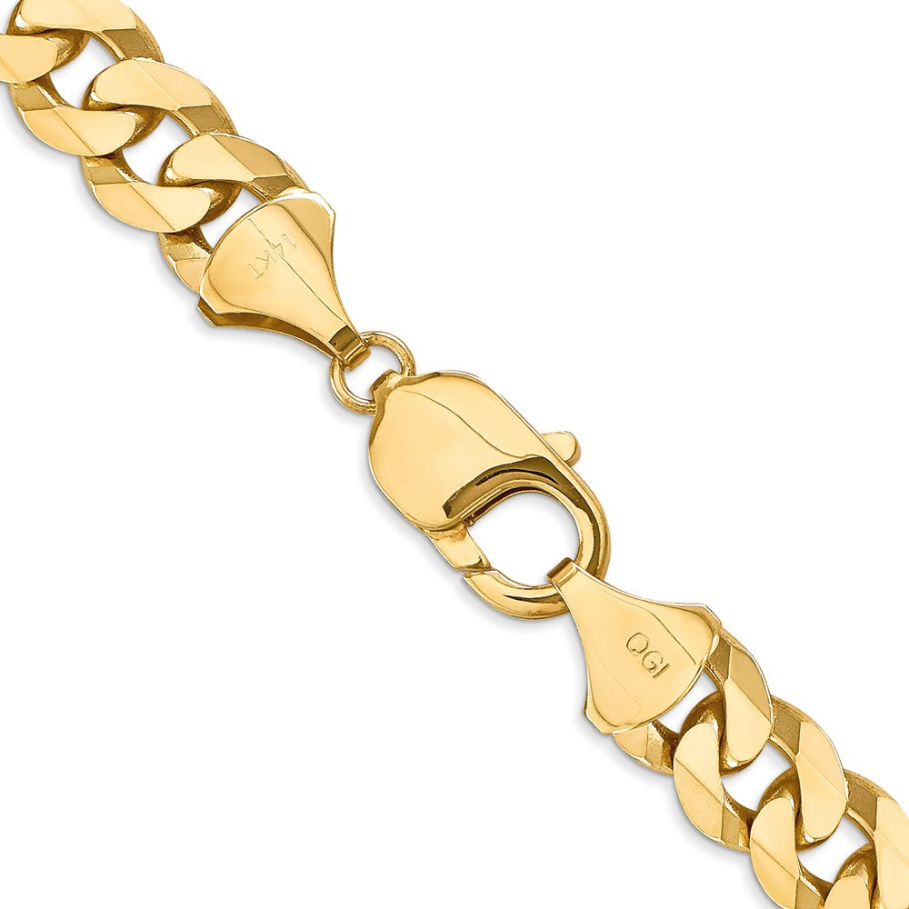 14K 26 inch 9.5mm Flat Beveled Curb with Lobster Clasp Chain