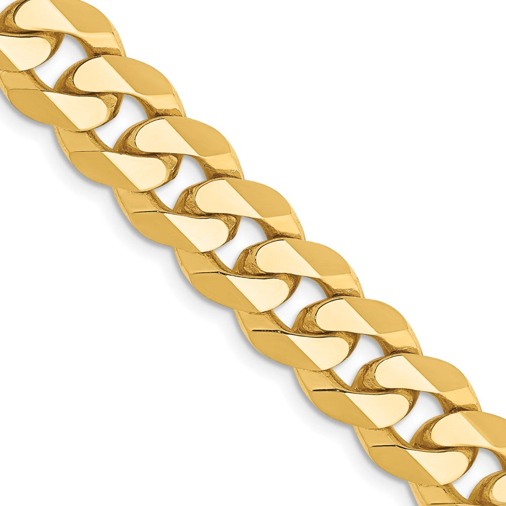 14K 26 inch 9.5mm Flat Beveled Curb with Lobster Clasp Chain