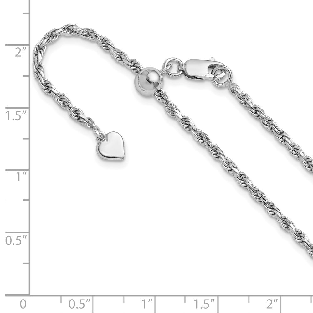 Sterling Silver Adjustable 2.25mm D/C Rope Chain