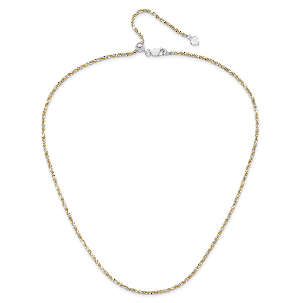 Sterling Silver w/Gold-tone Adjustable 2mm Cyclone Chain