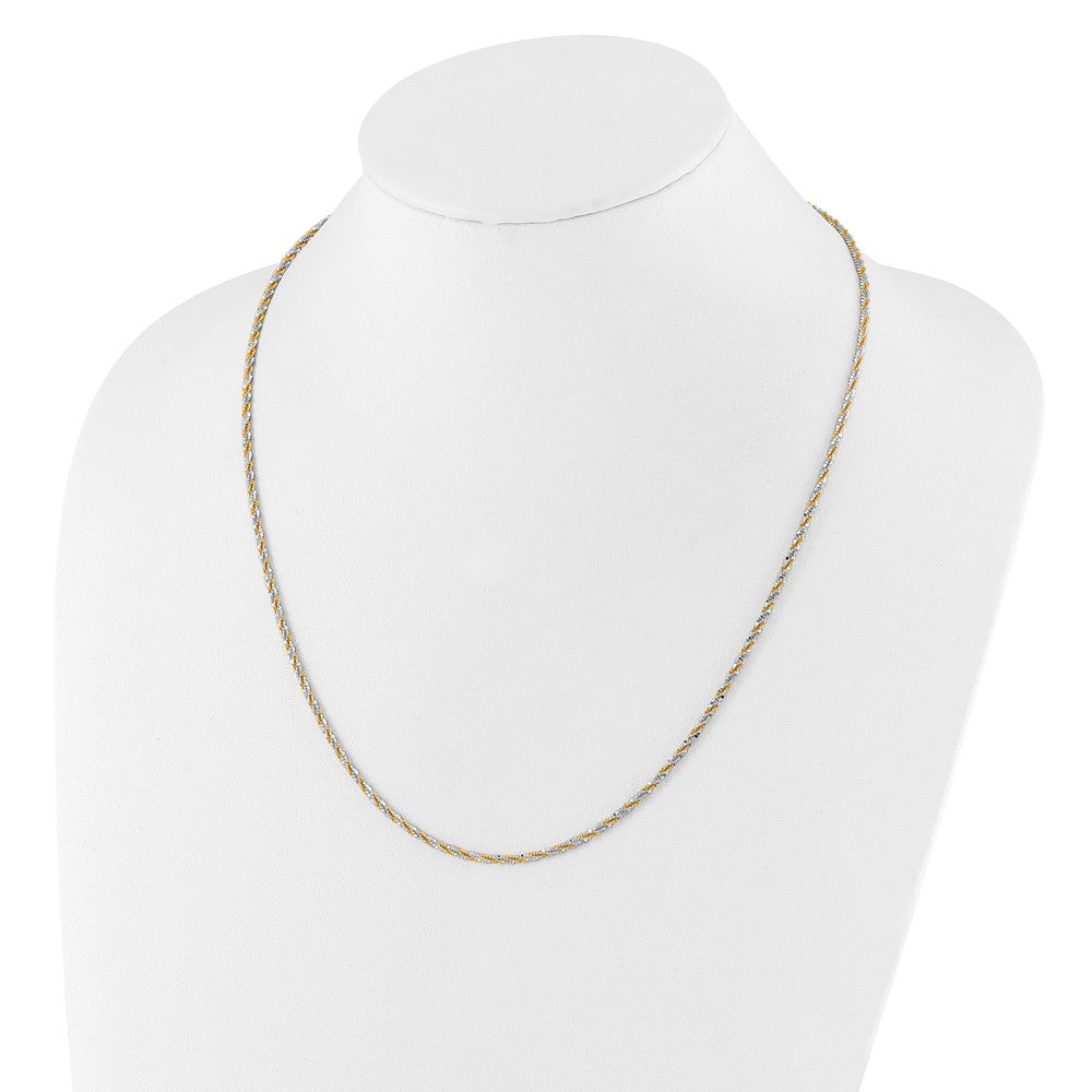 Sterling Silver w/Gold-tone Adjustable 2mm Cyclone Chain