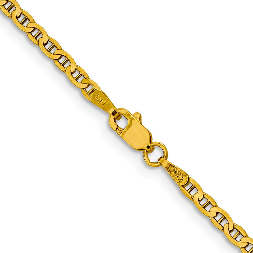 14K 18 inch 2.4mm Concave Anchor with Lobster Clasp Chain