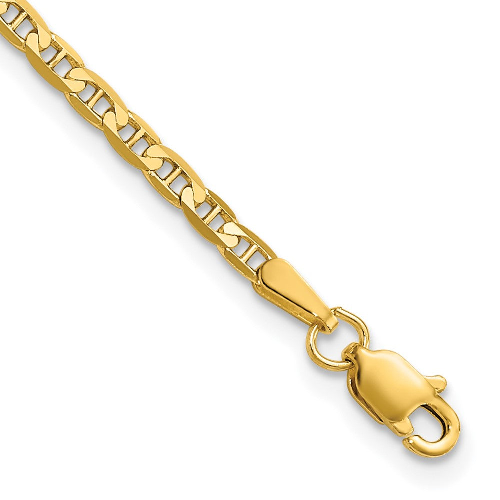 14K 9 inch 2.4mm Concave Anchor with Lobster Clasp Chain