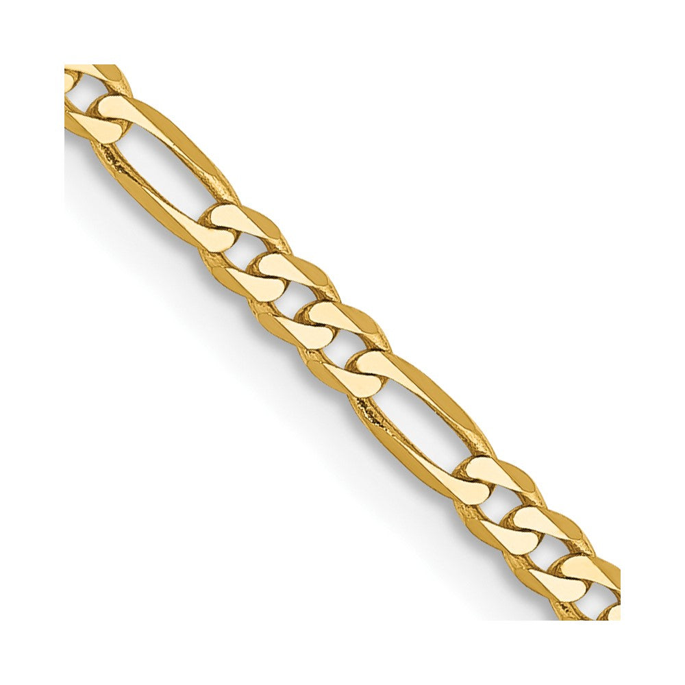 14K 24 inch 2.25mm Flat Figaro with Lobster Clasp Chain