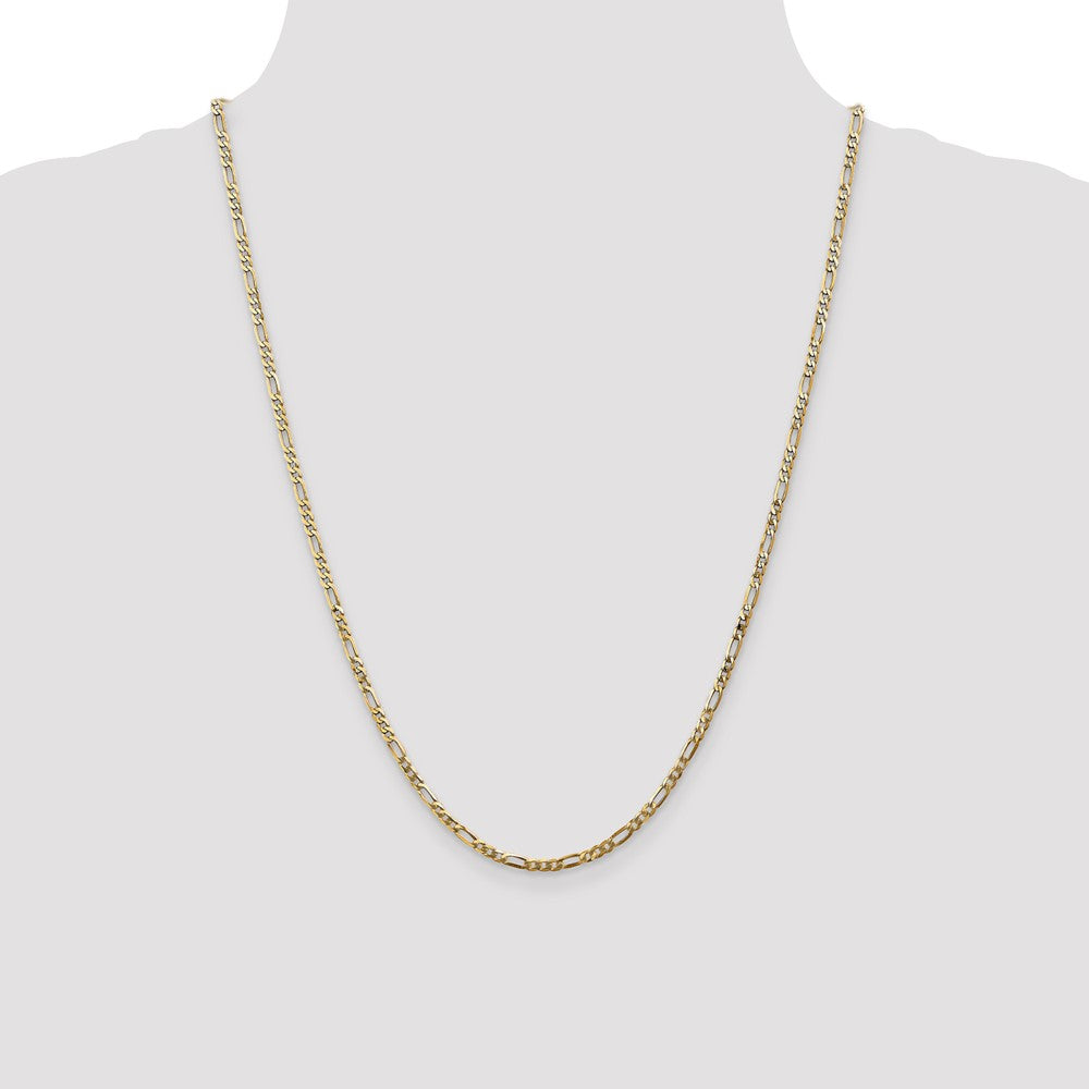 14K 24 inch 2.75mm Flat Figaro with Lobster Clasp Chain