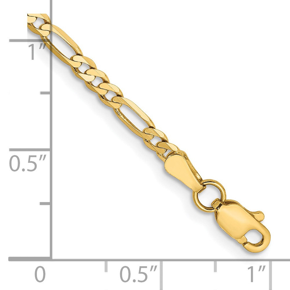 14K 7 inch 2.75mm Flat Figaro with Lobster Clasp Bracelet