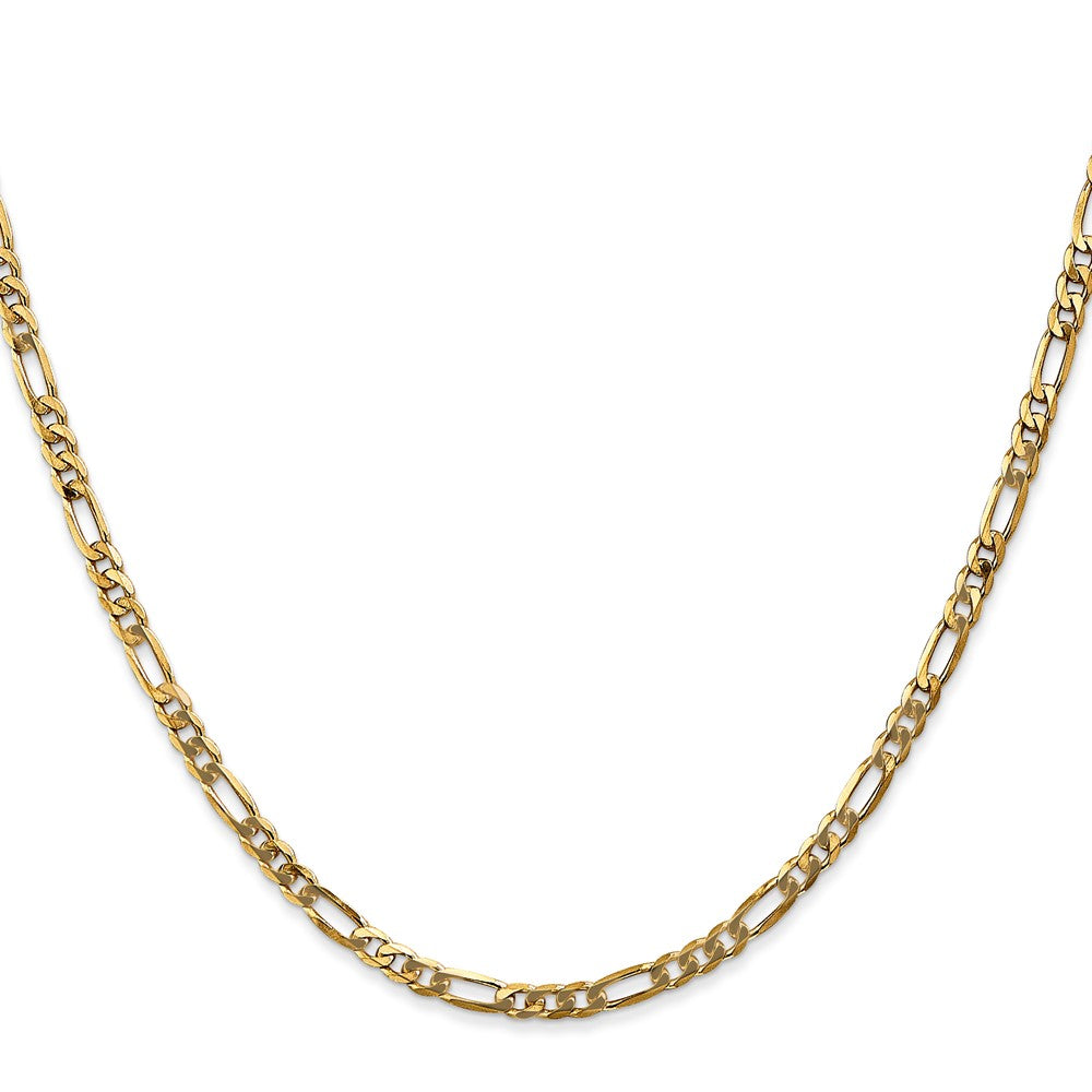 14K 22 inch 3mm Flat Figaro with Lobster Clasp Chain