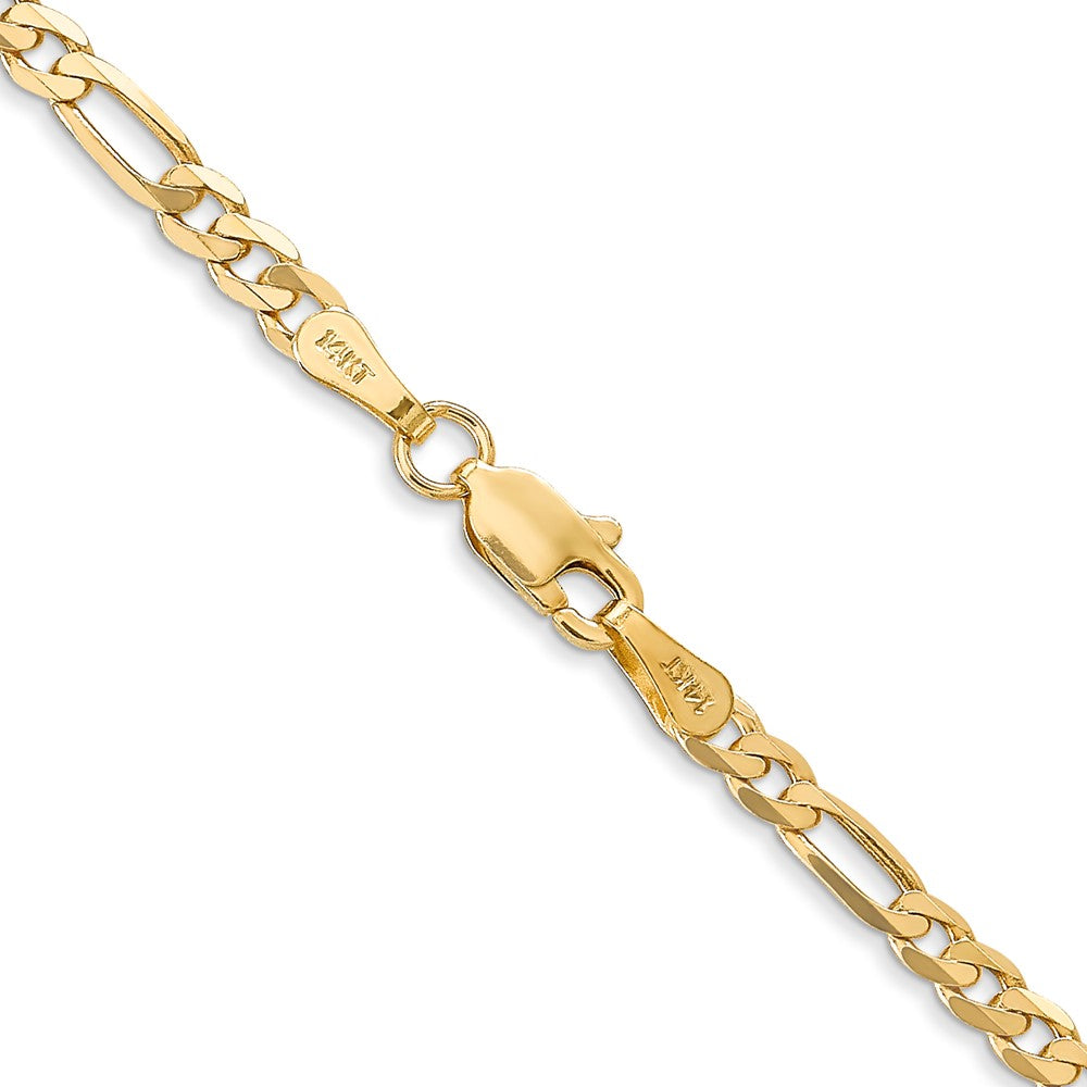 14K 22 inch 3mm Flat Figaro with Lobster Clasp Chain