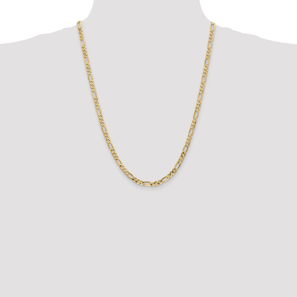 14K 24 inch 4.75mm Flat Figaro with Lobster Clasp Chain