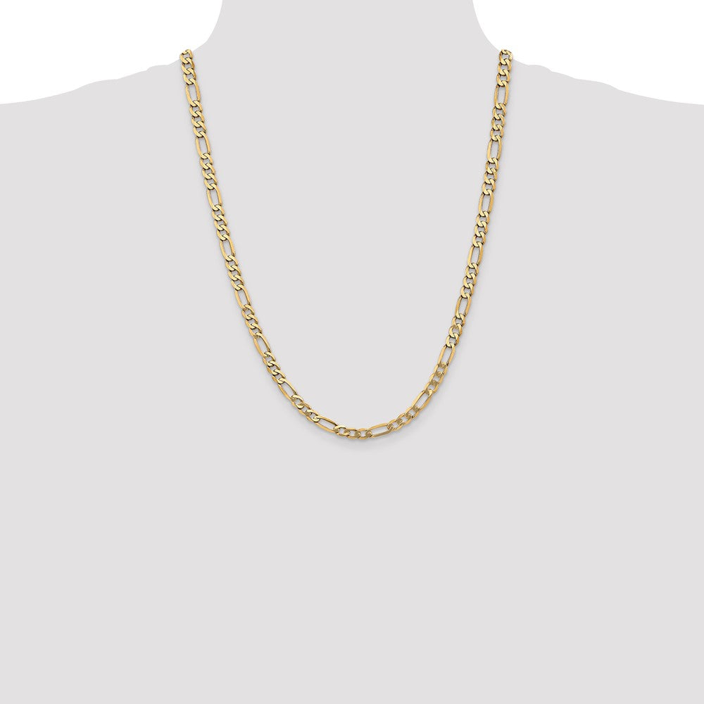 14K 24 inch 5.25mm Flat Figaro with Lobster Clasp Chain