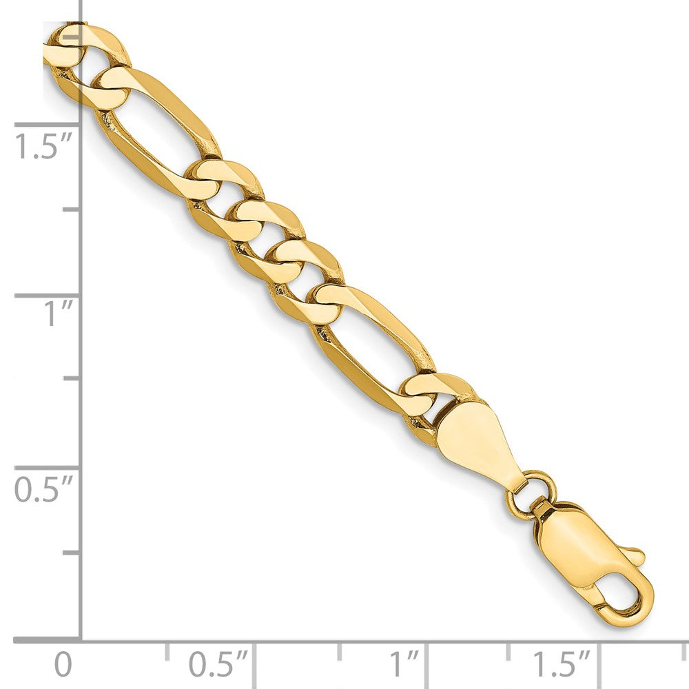 14K 7 inch 5.25mm Flat Figaro with Lobster Clasp Bracelet