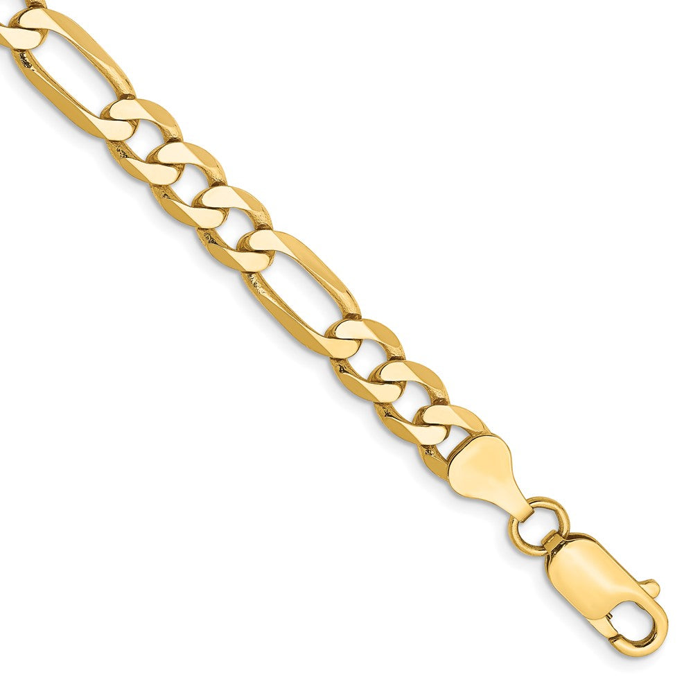 14K 7 inch 6.25mm Flat Figaro with Lobster Clasp Bracelet