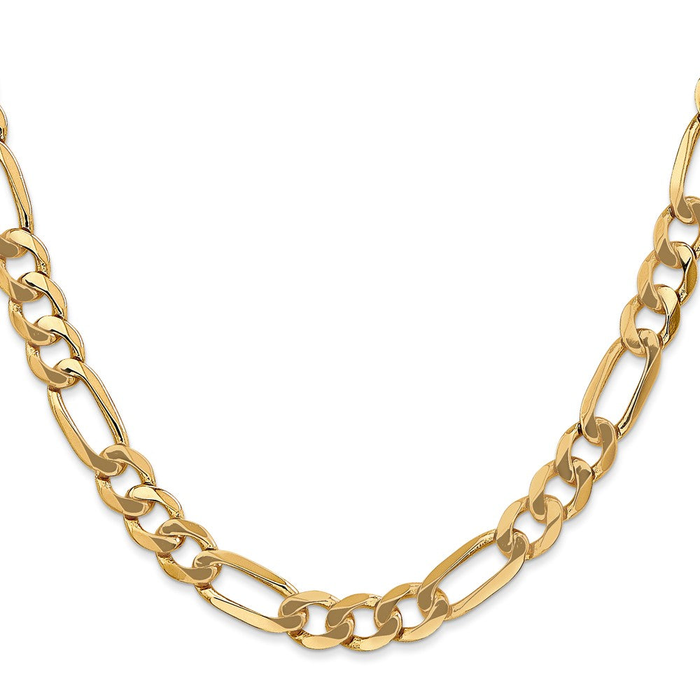 14K 22 inch 7mm Flat Figaro with Lobster Clasp Chain