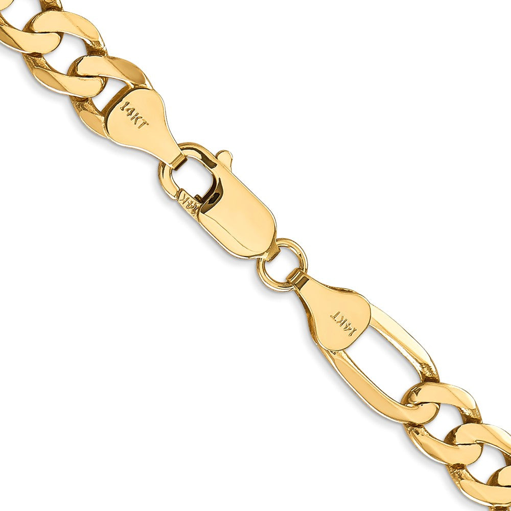 14K 22 inch 7mm Flat Figaro with Lobster Clasp Chain