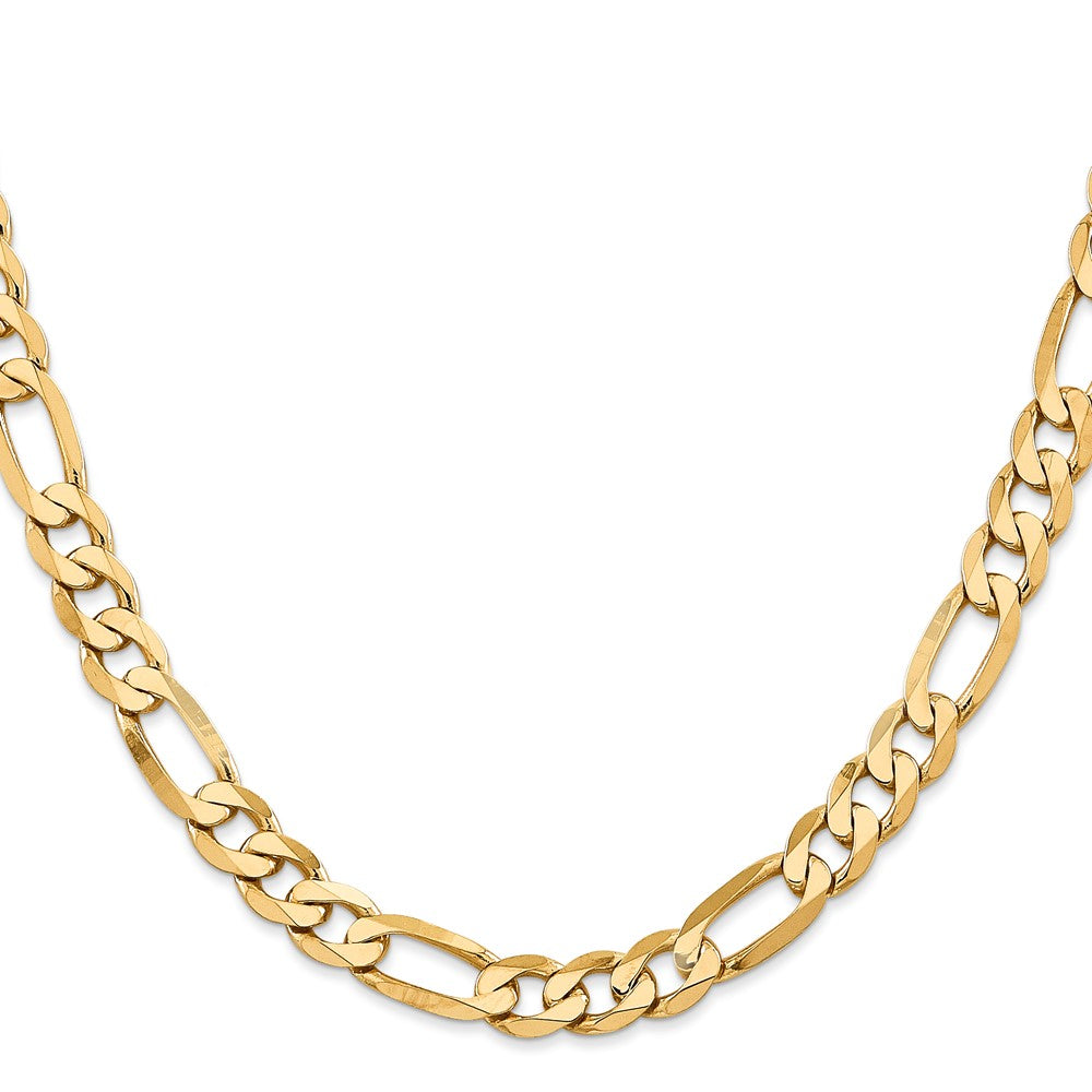 14K 26 inch 7.5mm Flat Figaro with Lobster Clasp Chain