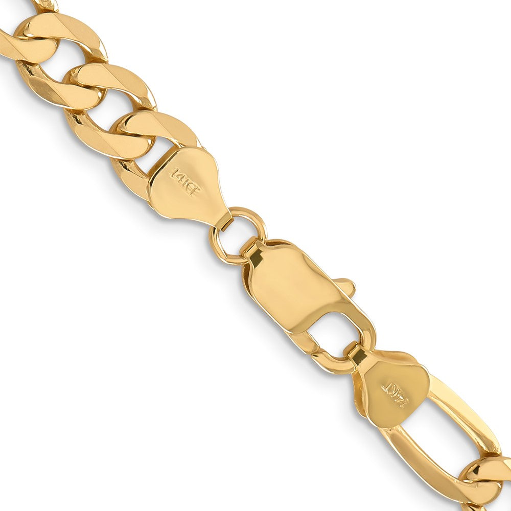 14K 26 inch 7.5mm Flat Figaro with Lobster Clasp Chain