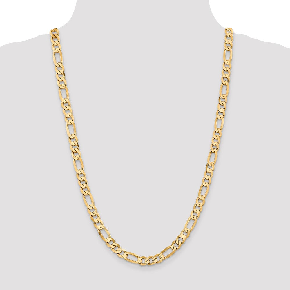 14K 26 inch 7.5mm Flat Figaro with Lobster Clasp Chain