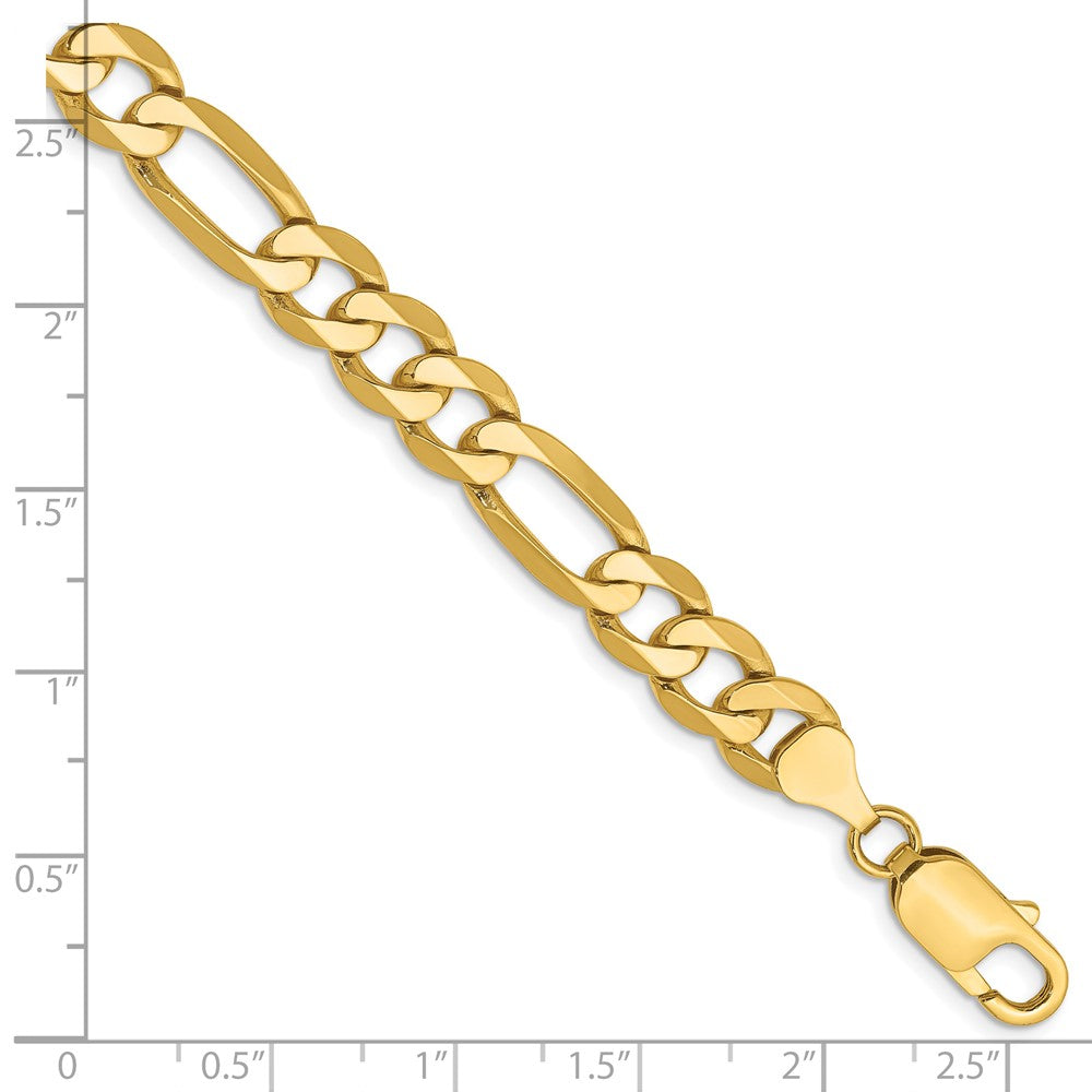 14K 8 inch 7.5mm Flat Figaro with Lobster Clasp Bracelet