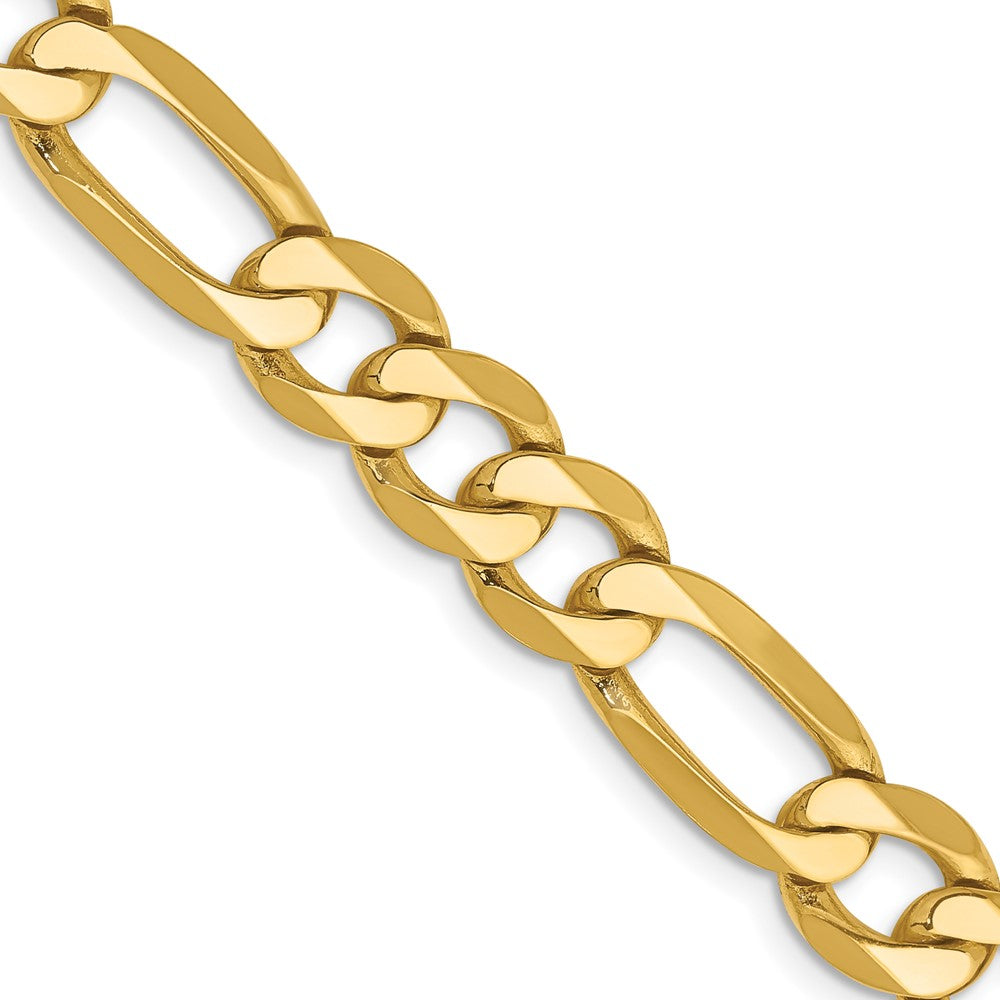 14K 24 inch 7.5mm Flat Figaro with Lobster Clasp Chain