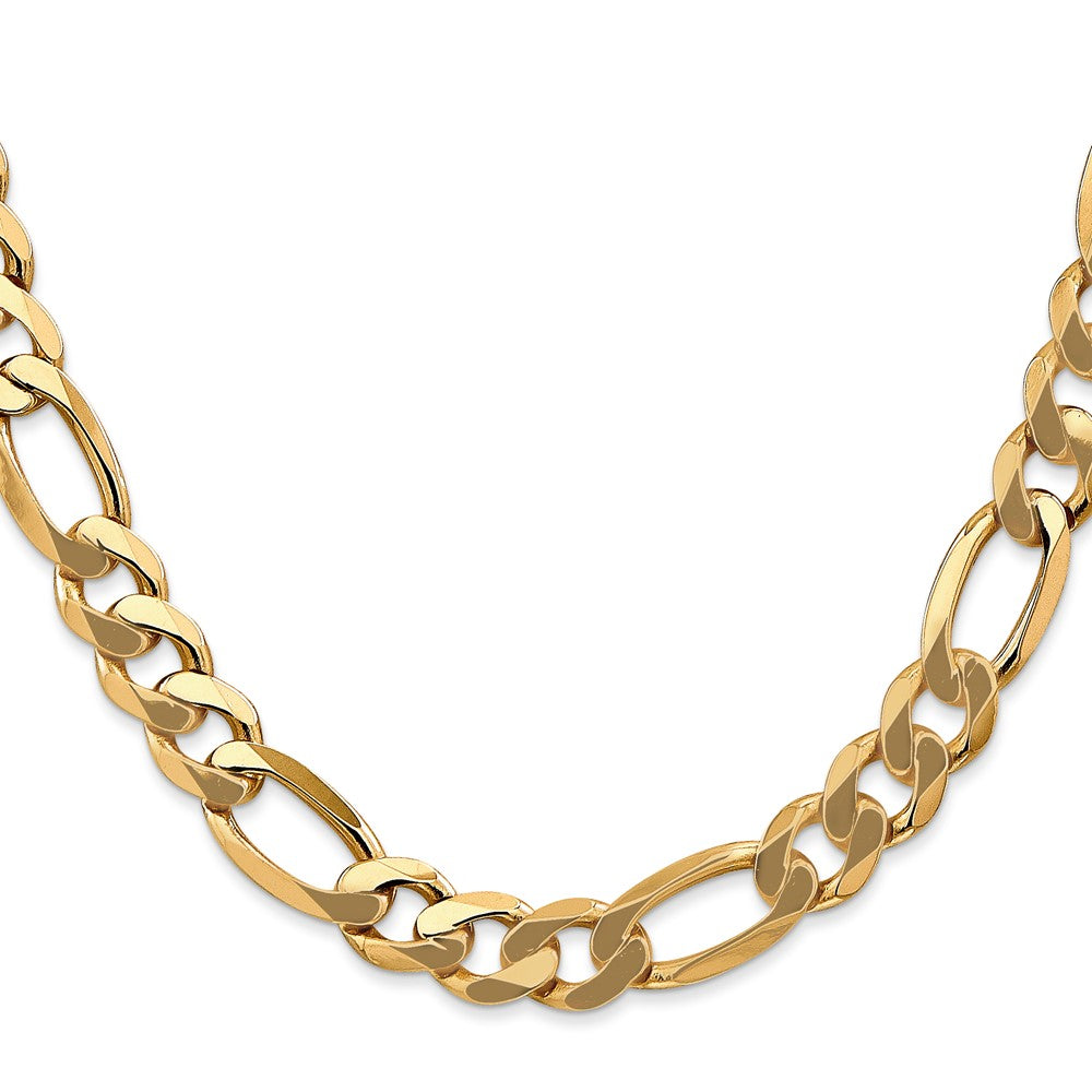 14K 26 inch 8.75mm Flat Figaro with Lobster Clasp Chain