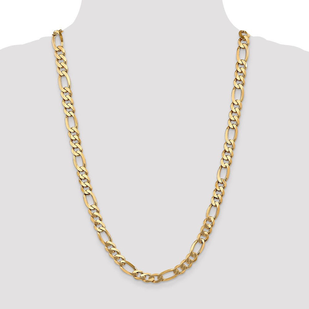 14K 26 inch 8.75mm Flat Figaro with Lobster Clasp Chain