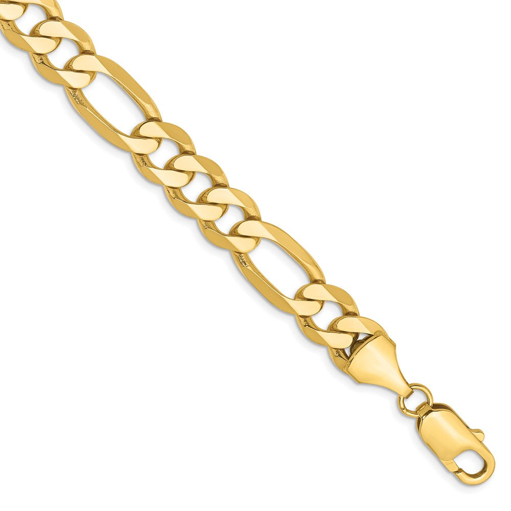 14K 8 inch 8.75mm Flat Figaro with Lobster Clasp Bracelet